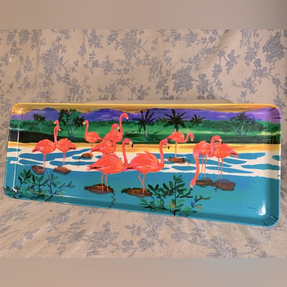VTG 15" Long Flamingo Tray Platter - Picture 1 of 9